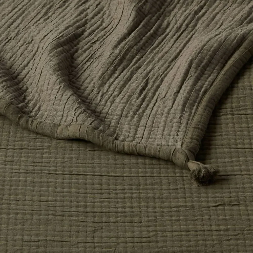 Threshold Olive Green Quilted Cotton Bedspread